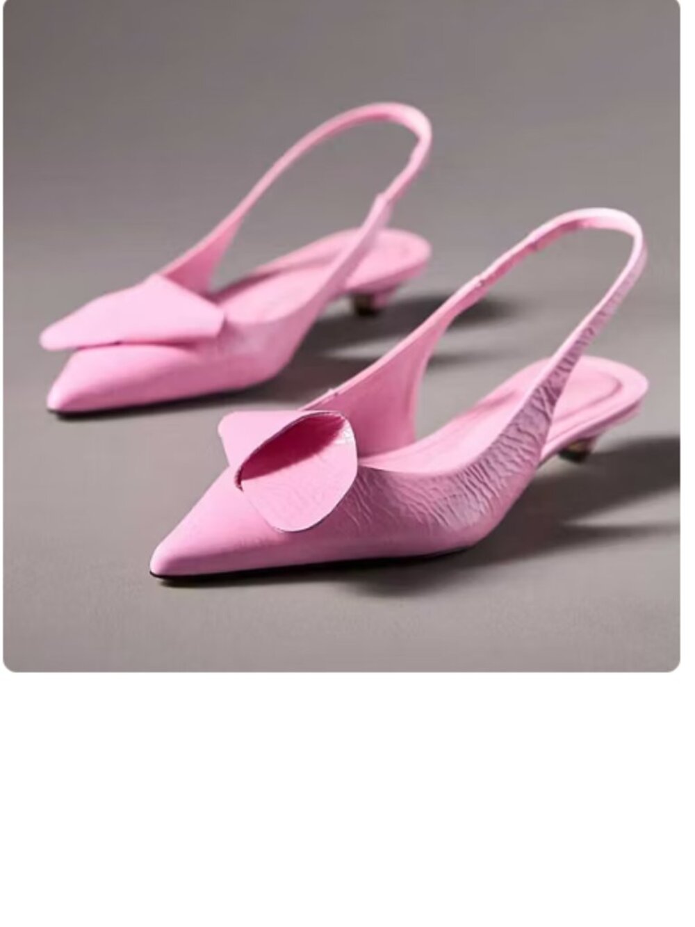FSJ Cute Pink Closed Pointed Toe Kitten Heels with Elastic Slingback